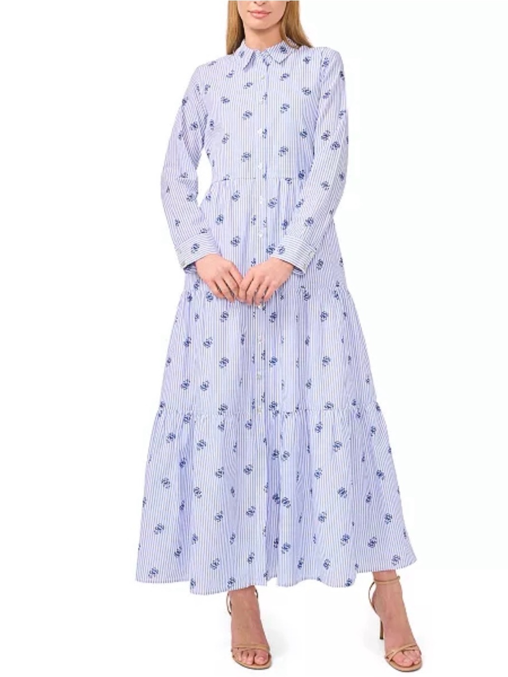 Cece Light Blue Floral Stripe Maxi Dress - Brand - Picture 4 of 4